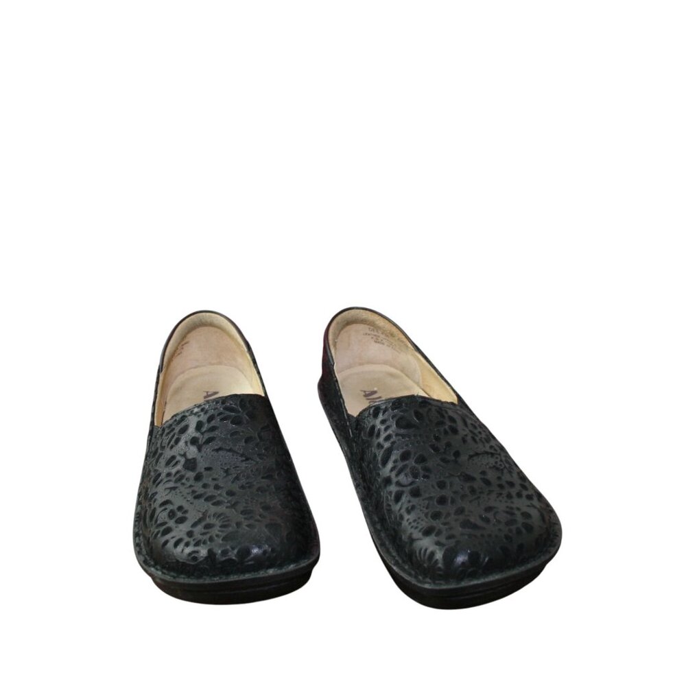 Alegria Black Embossed Leather Slip-On Comfort Shoes Women’s Size 37 - Picture 5 of 11